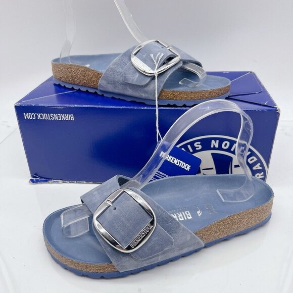 Birkenstock Madrid Big Buckle Sandal Blue Fog Oiled Leather Wms EU 37 US 6- 6.5 - Picture 2 of 13